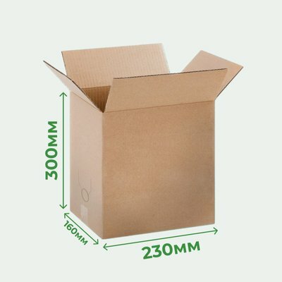 Картонна коробка 230 х 160 х 300 бурий із клапаном під краник