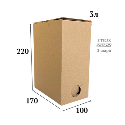 Коробка для Bag-in-Box обьем 3л 170х100х220 - бурая 02090 фото
