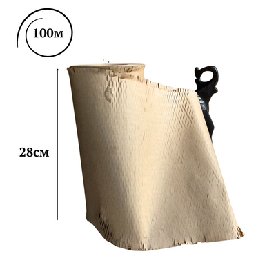 Крафт - бумага соты, в рулоне - 28 см х 100 м, коричневая 010102 фото